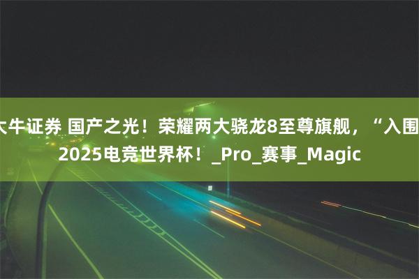 大牛证券 国产之光！荣耀两大骁龙8至尊旗舰，“入围”2025电竞世界杯！_Pro_赛事_Magic